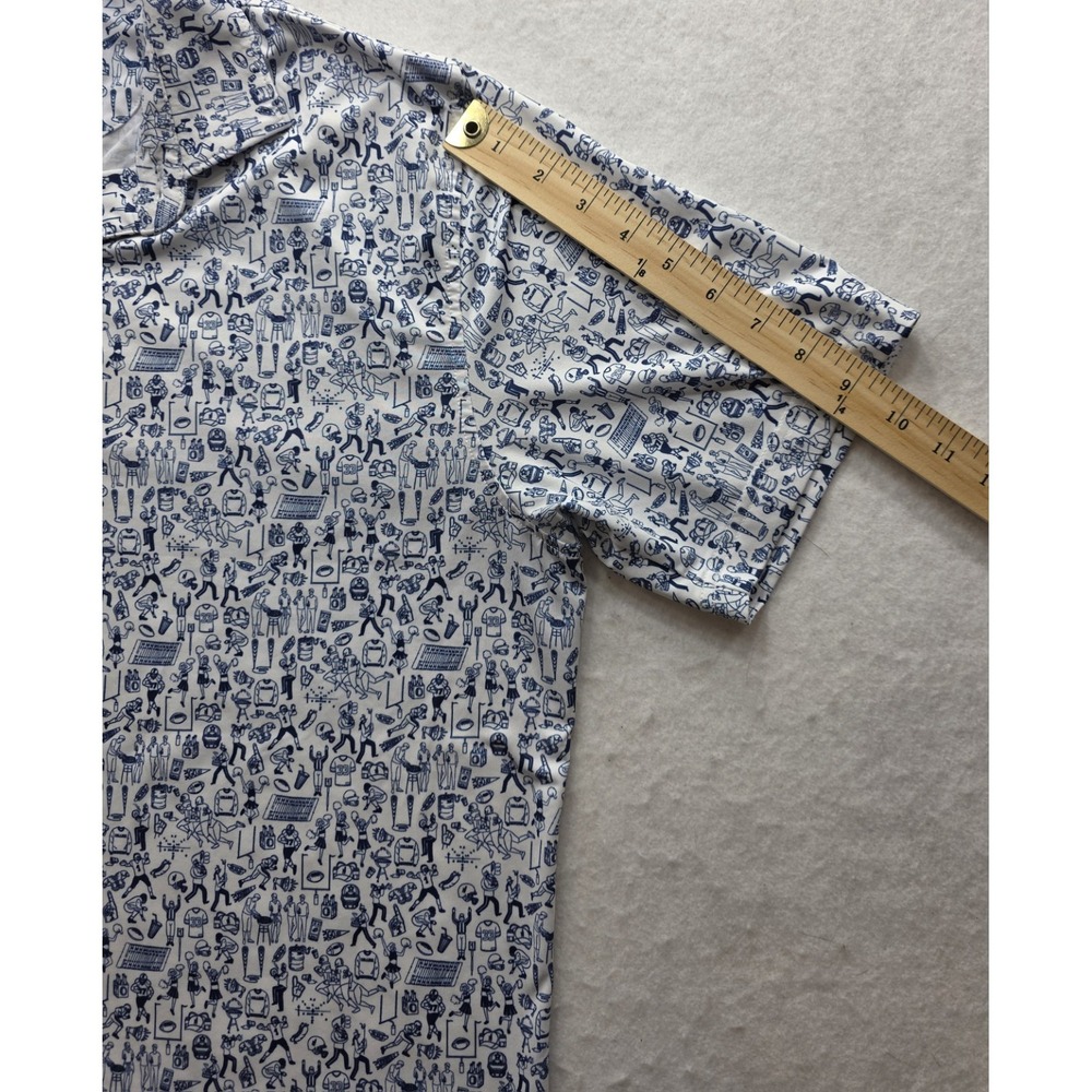 Johnnie-O Men's Blue & White Tailgater Print Short SleeveGolf Polo Shirt. Size M - Picture 7 of 8